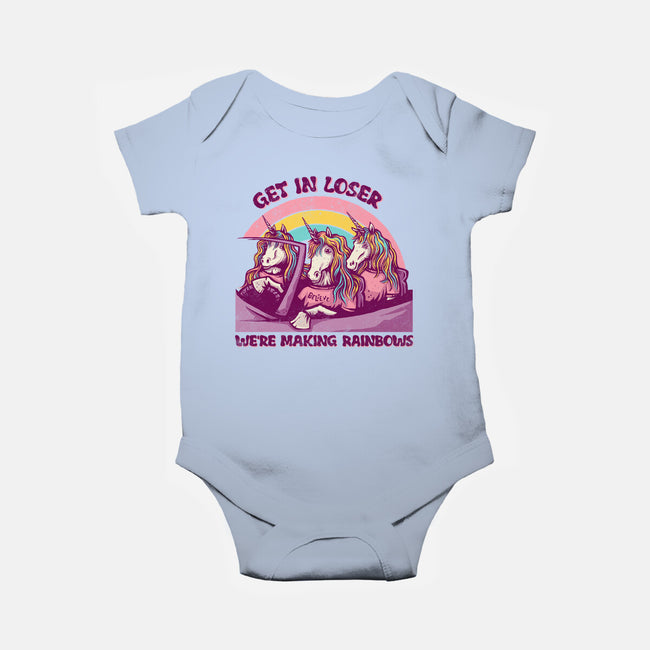 We're Making Rainbows-baby basic onesie-kg07