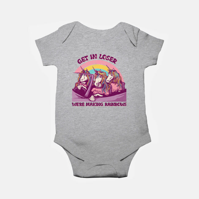 We're Making Rainbows-baby basic onesie-kg07