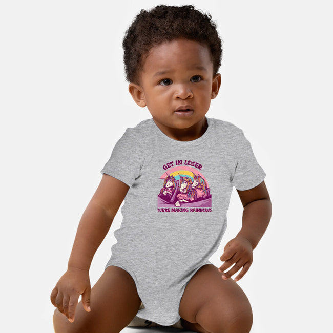 We're Making Rainbows-baby basic onesie-kg07