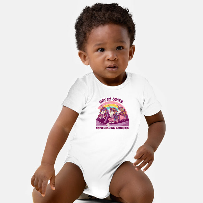 We're Making Rainbows-baby basic onesie-kg07