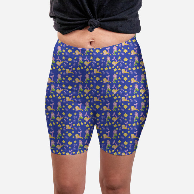 Mermaids-womens all over print biker shorts-Pod Bloom