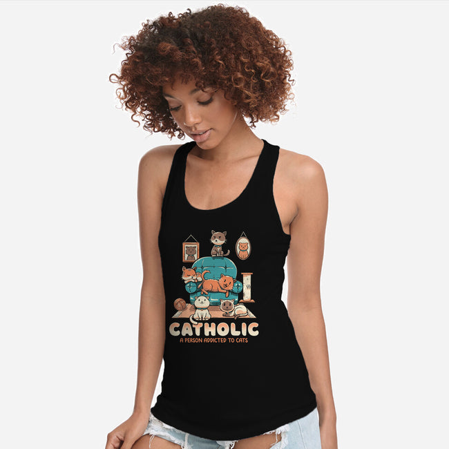 Addicted To Cats-womens racerback tank-koalastudio