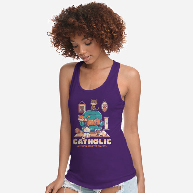 Addicted To Cats-womens racerback tank-koalastudio