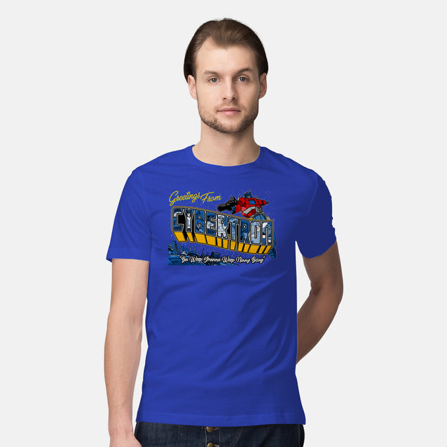 Greetings From Cyberplanet-mens premium tee-goodidearyan