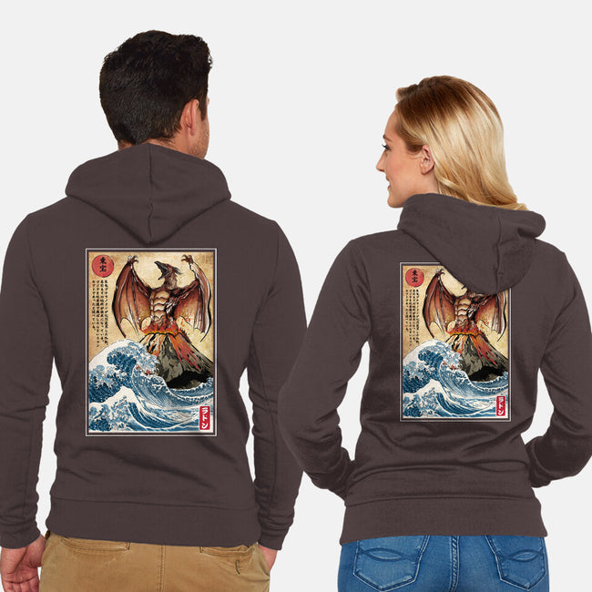 Fire Pteranodon In Japan-unisex zip-up sweatshirt-DrMonekers