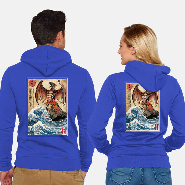 Fire Pteranodon In Japan-unisex zip-up sweatshirt-DrMonekers