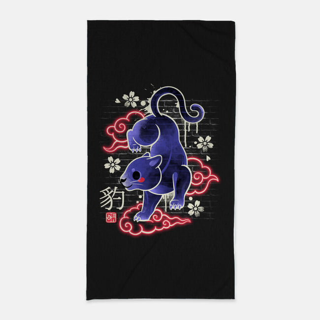 Japanese Panther Street Art-none beach towel-NemiMakeit