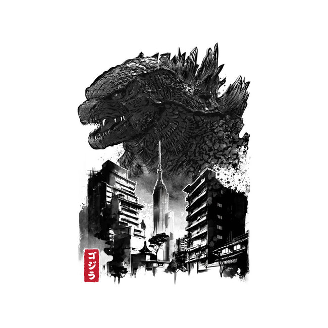 Godzilla Sumi-e-none beach towel-DrMonekers